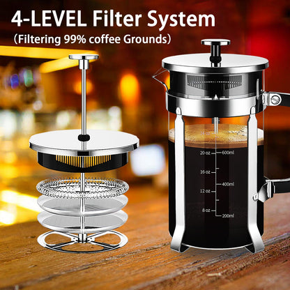 French Press Coffee Maker with 4 Filters System