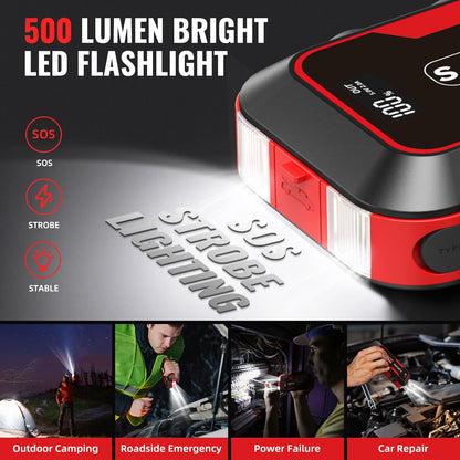 2500A Car Jump Starter with USB and LED Light