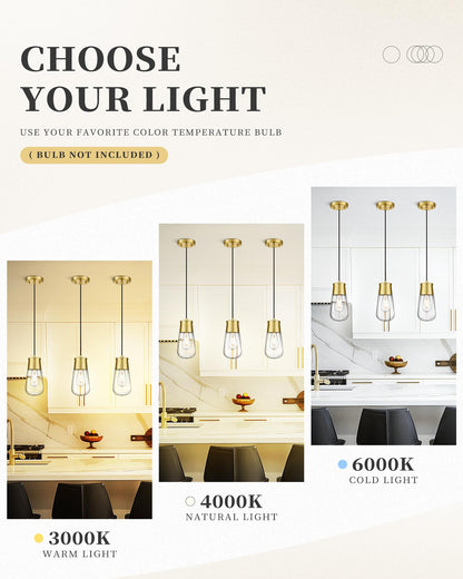 Gold Pendant Light Fixture for Kitchen Island