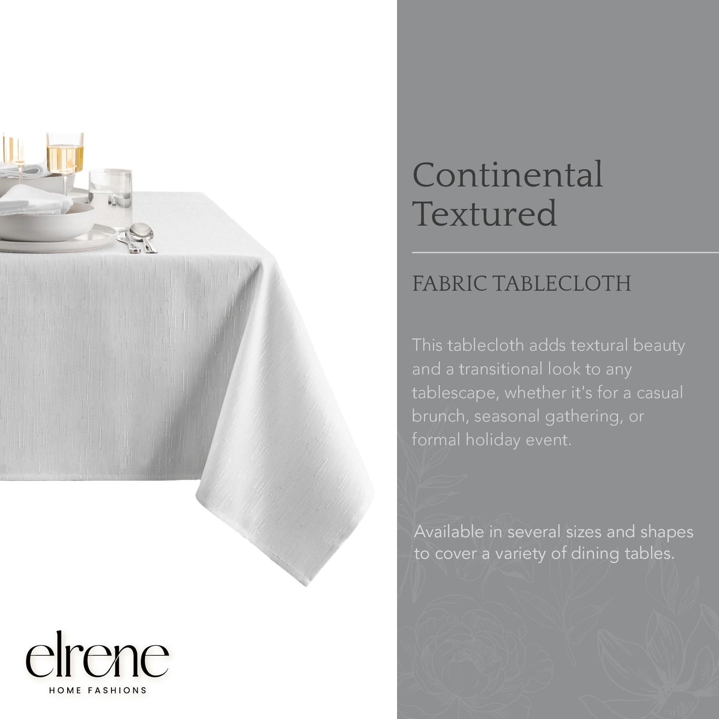 Elrene Home Fashions Continental Solid Texture Water and Stain Resistant Tablecloth, 60"X120" Rectangle, White