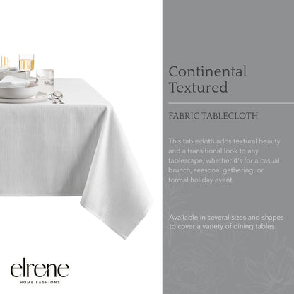 Elrene Home Fashions Continental Solid Texture Water and Stain Resistant Tablecloth, 60"X120" Rectangle, White