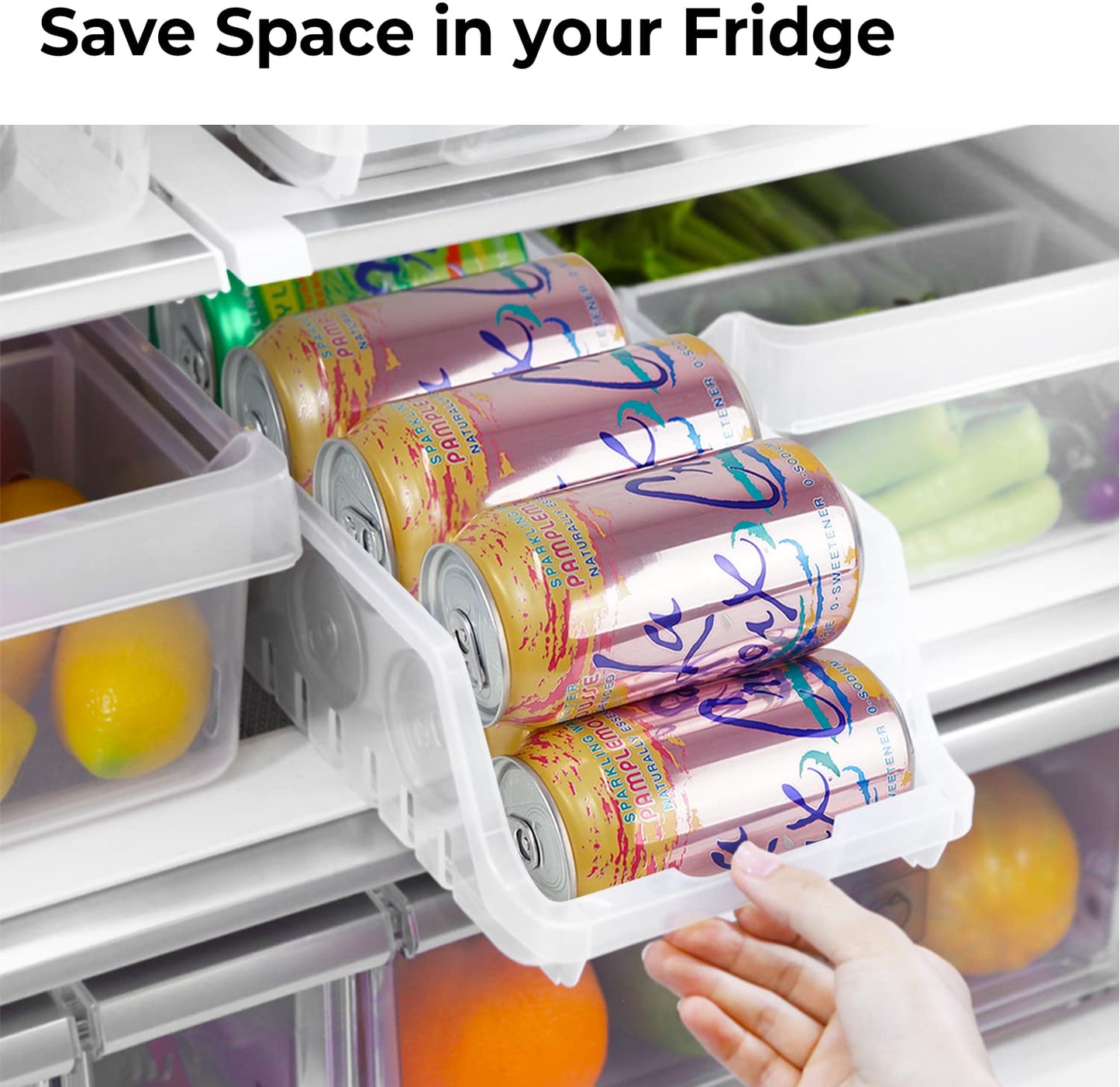 Soda Can Organizer for Refrigerator Storage 2-Pack