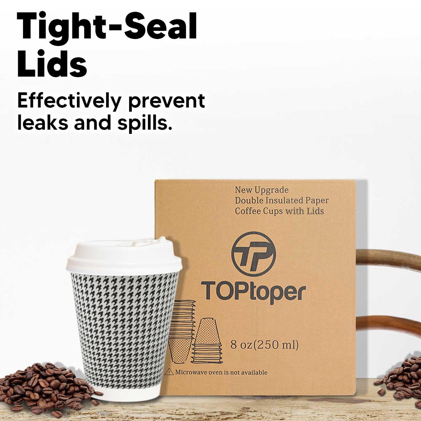 TOPtoper 350 Pack 8 oz Insulated Disposable Coffee Cups with Lids, Double Wall Corrugated Paper Hot Cups Bulk To Go Disposable Cups for Hot Beverage or Cold Drinks Ideal for Cafes
