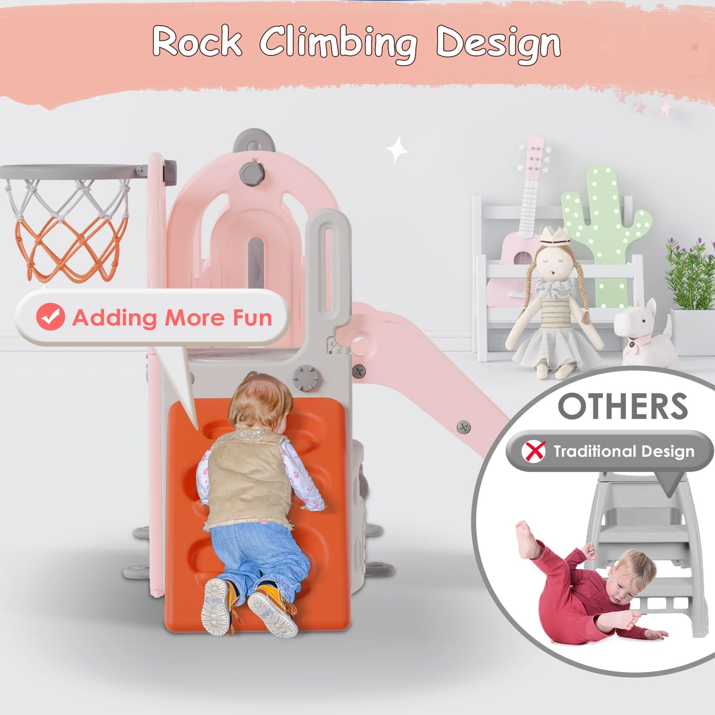 5-in-1 Toddler Slide and Swing Playground