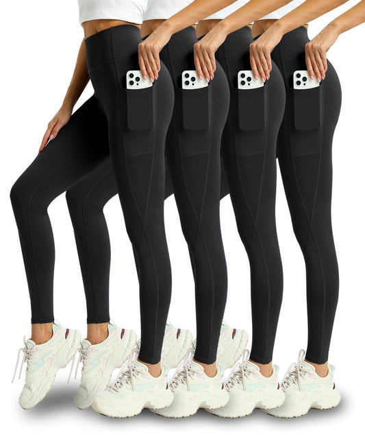 4 Pack High Waisted Leggings with Pockets