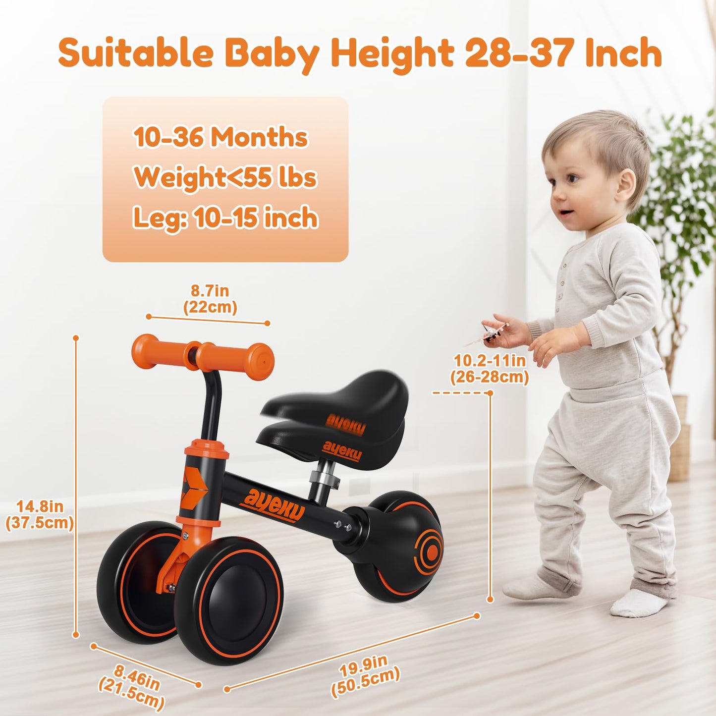 AyeKu Baby Balance Bike for Toddlers 12-24 Months