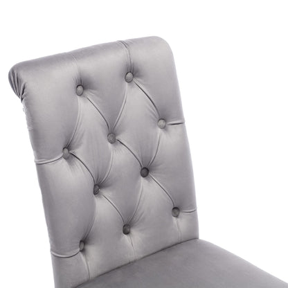 chairus Dining Chairs Set of 2 Mid Century Modern Living Room Chairs with Button Tufted High Back Velvet Armless Chair Comfy Upholstered Side Chairs for Kitchen/Restaurant/Bedroom, Grey