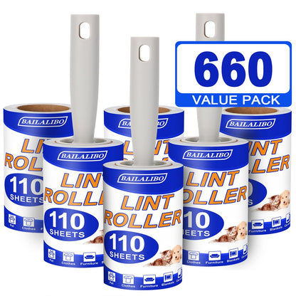 BAILALIBO Lint Roller, 660 Sheets Lint Rollers for Pet Hair Extra Sticky, 3 Handles + 6 Refills, Lint Remover for Clothes, Couch, Dog, Cat Hair, Strong Sticky Lint Roller Refills, Pet Hair Removal.