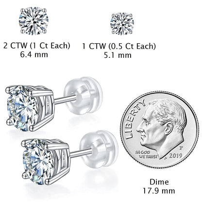 Moissanite Stud Earrings for Women,1CT Man Made D Color VVS1 Round Diamond Jewelry,Sterling Silver 18K White Gold Plated Men Earring