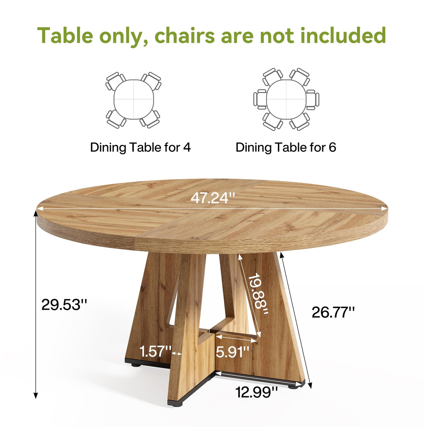 Round Dining Table for 4-6 People