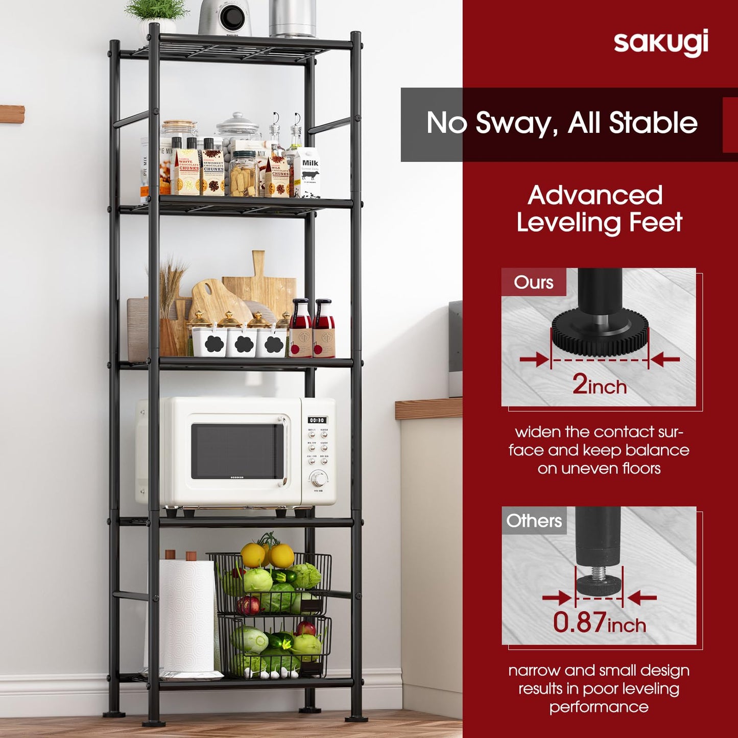 2-Pack Sakugi 5-Tier Metal Storage Shelves