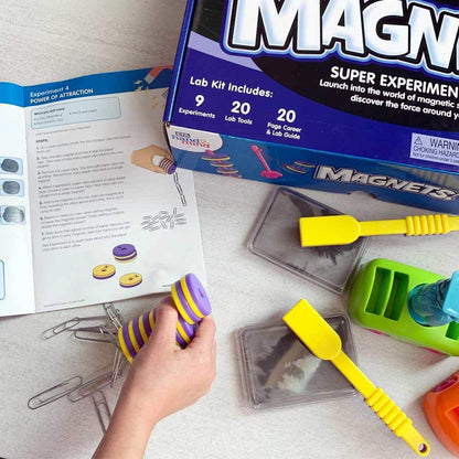 hand2mind Magnetic Science Kit for Kids 8-12, Kids Science Kit with Fact-Filled Guide, Make Magnets Float and Build a Compass, STEM Toys, 9 Science Experiments