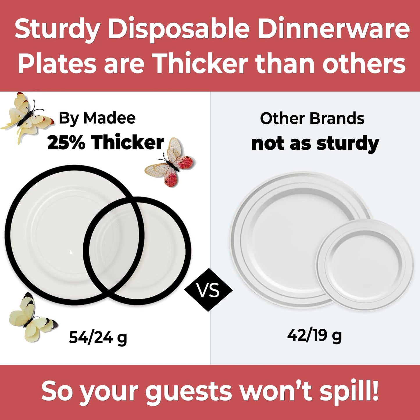 400 Pcs By Madee Heavyweight Elegant Disposable Dinnerware Set