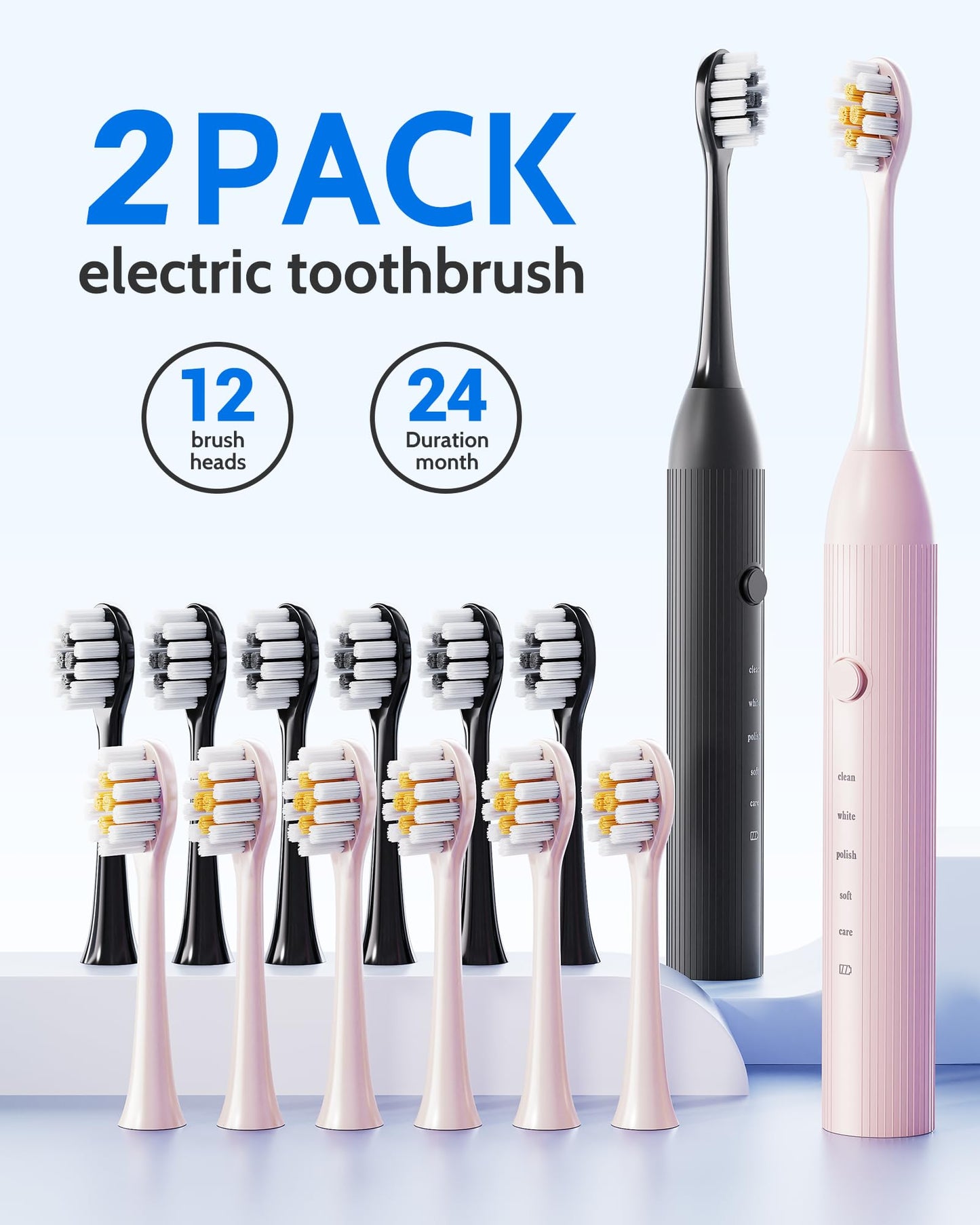 Electric Toothbrush Set with 12 Brush Heads