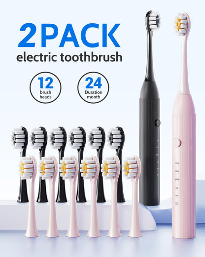 Electric Toothbrush Set with 12 Brush Heads