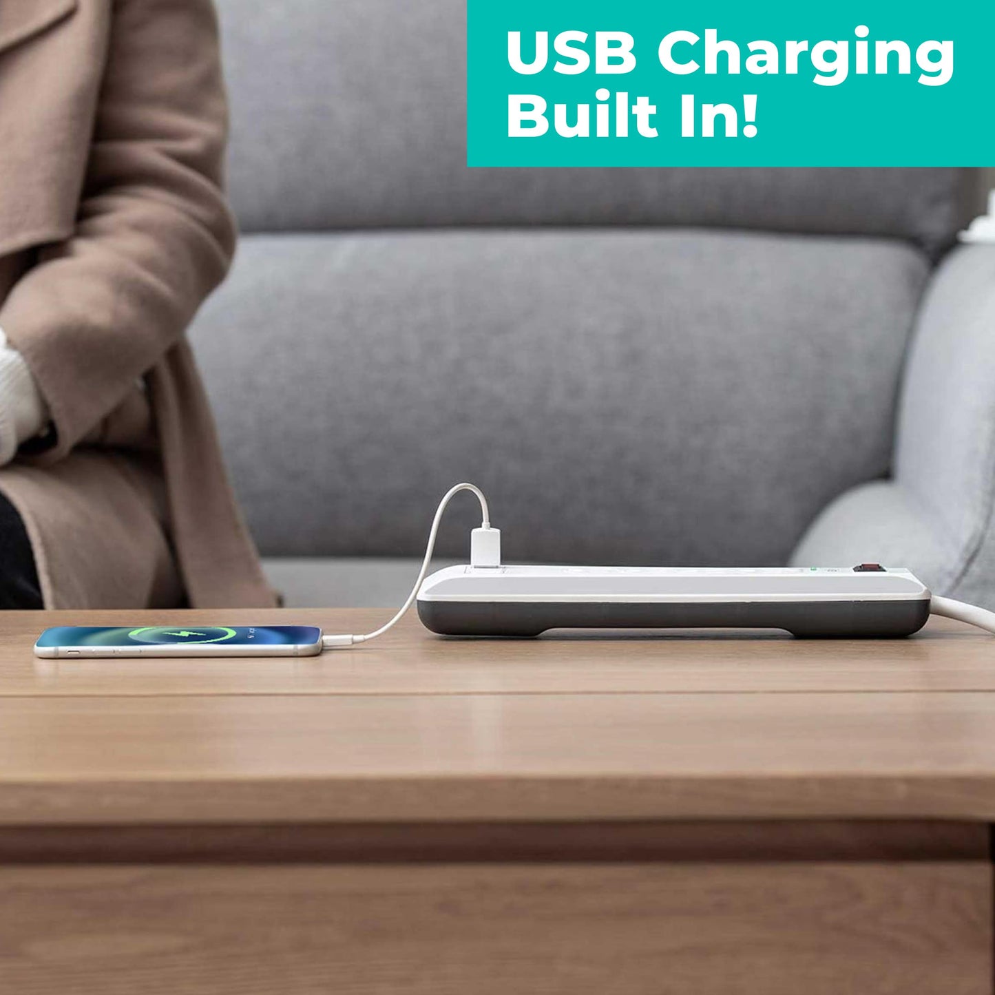 KMC 4-Outlet Surge Protector with USB Ports