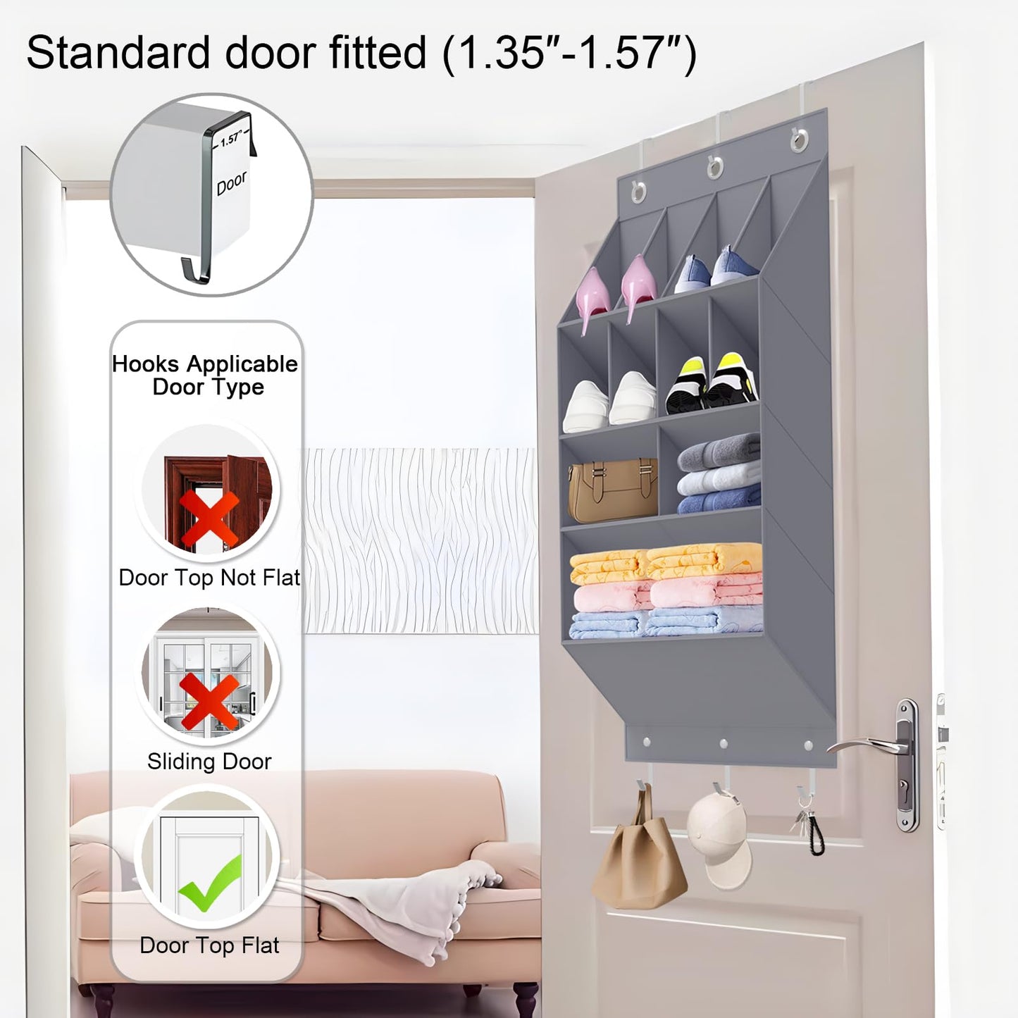 Over the Door Shoe Organizer with 11 Pockets