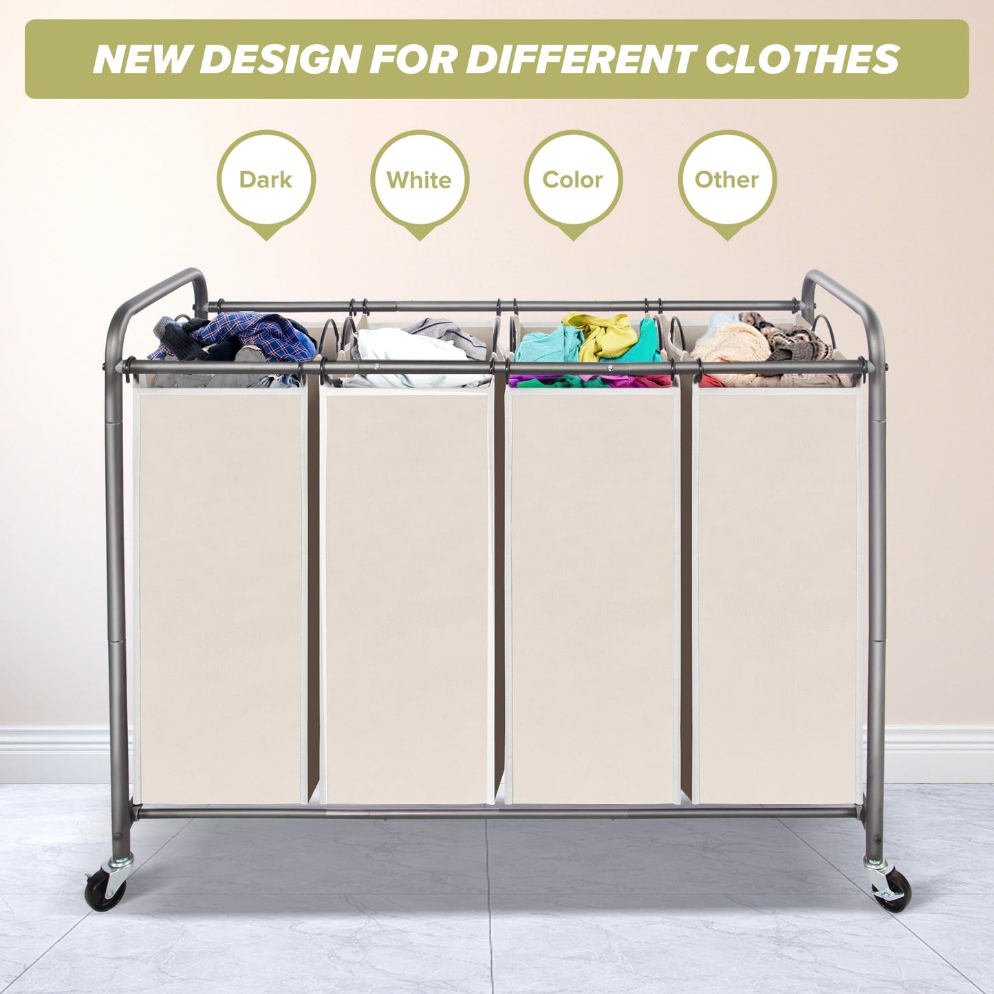 Laundry Sorter Hamper with Wheels by STORAGEIDEAS