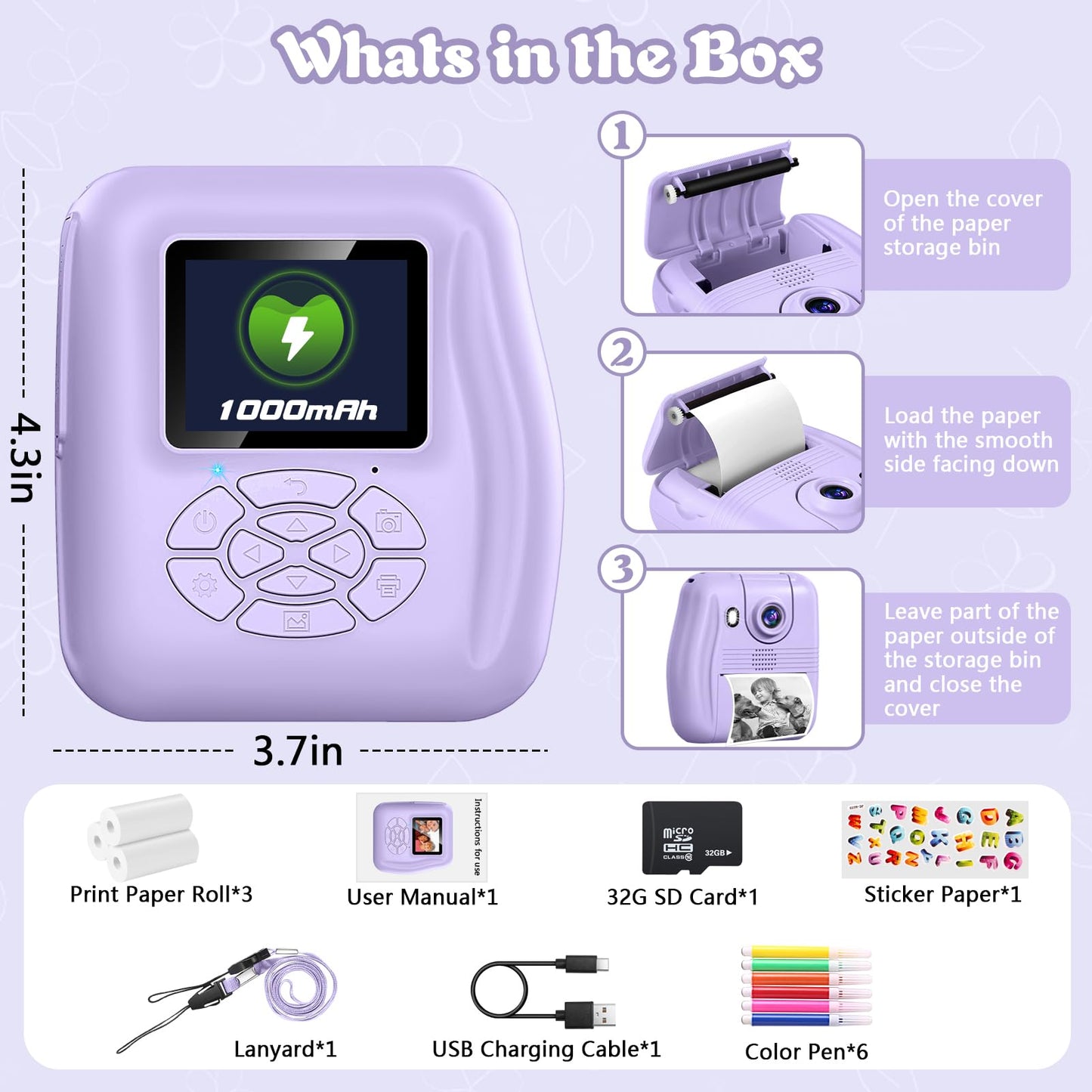 Kids Instant Print Camera with 32GB Card