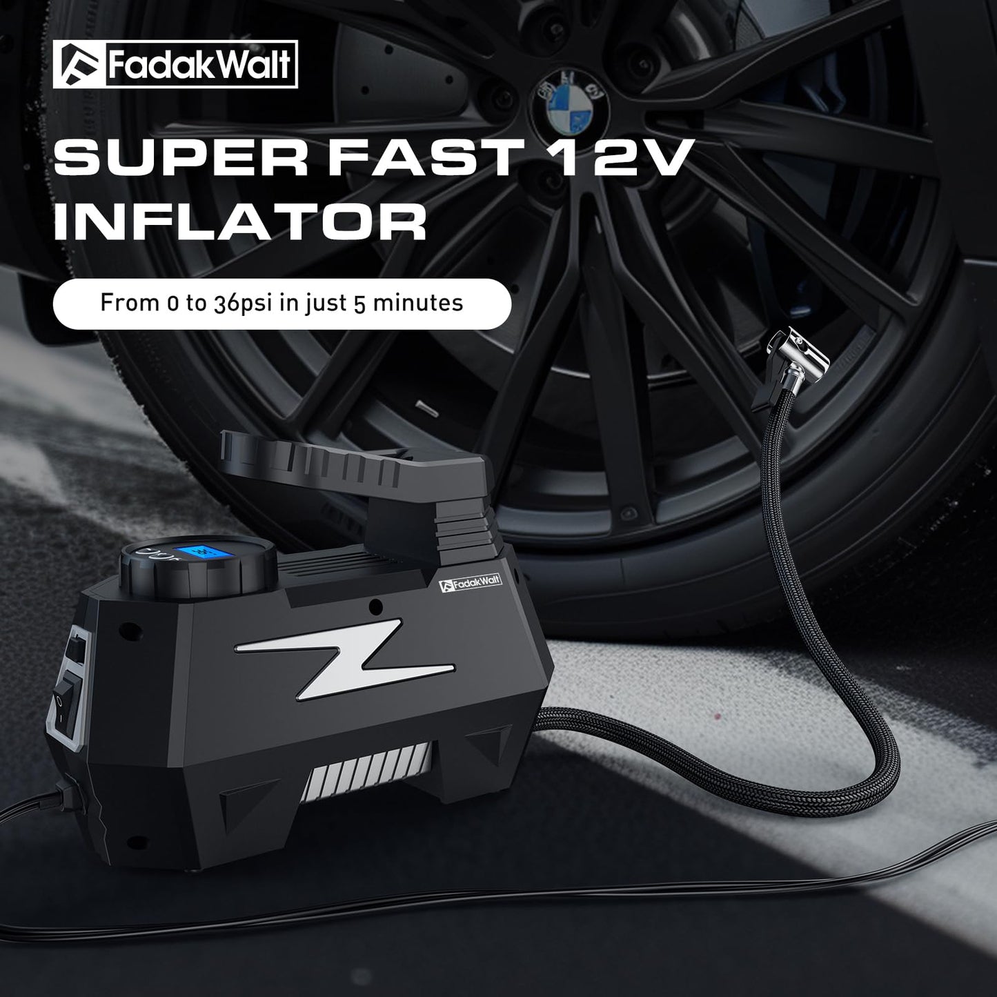 FADAKWALT Portable Tire Inflator with LED Gauge