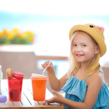 Kids Reusable Plastic Cups with Lids and Straws