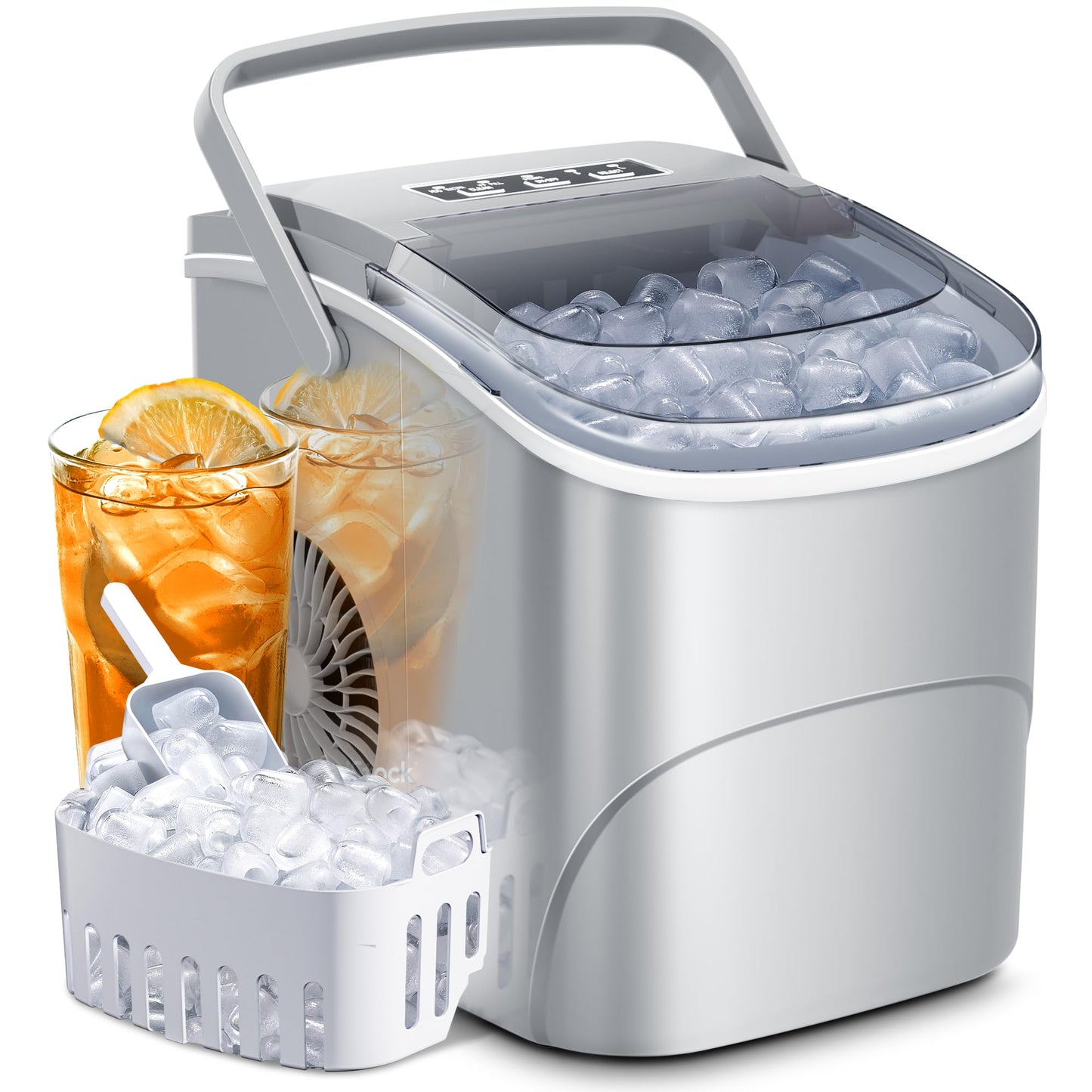AGLUCKY Portable Ice Maker with Self-Cleaning