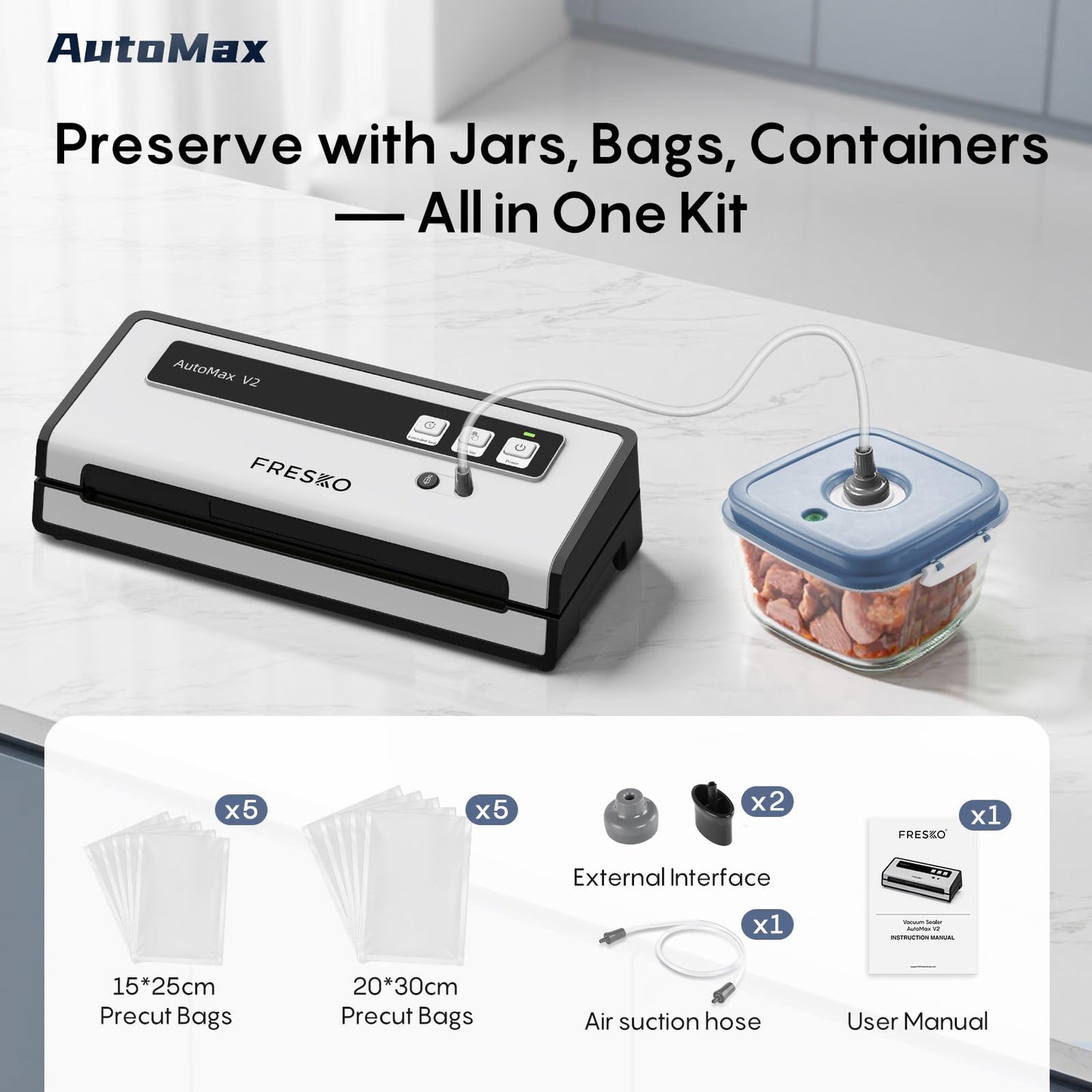 Automatic Vacuum Sealer with 10 Precut Bags