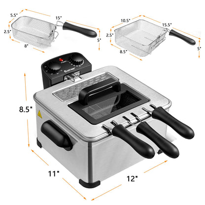 5.3Qt COSTWAY Electric Deep Fryer with Timer
