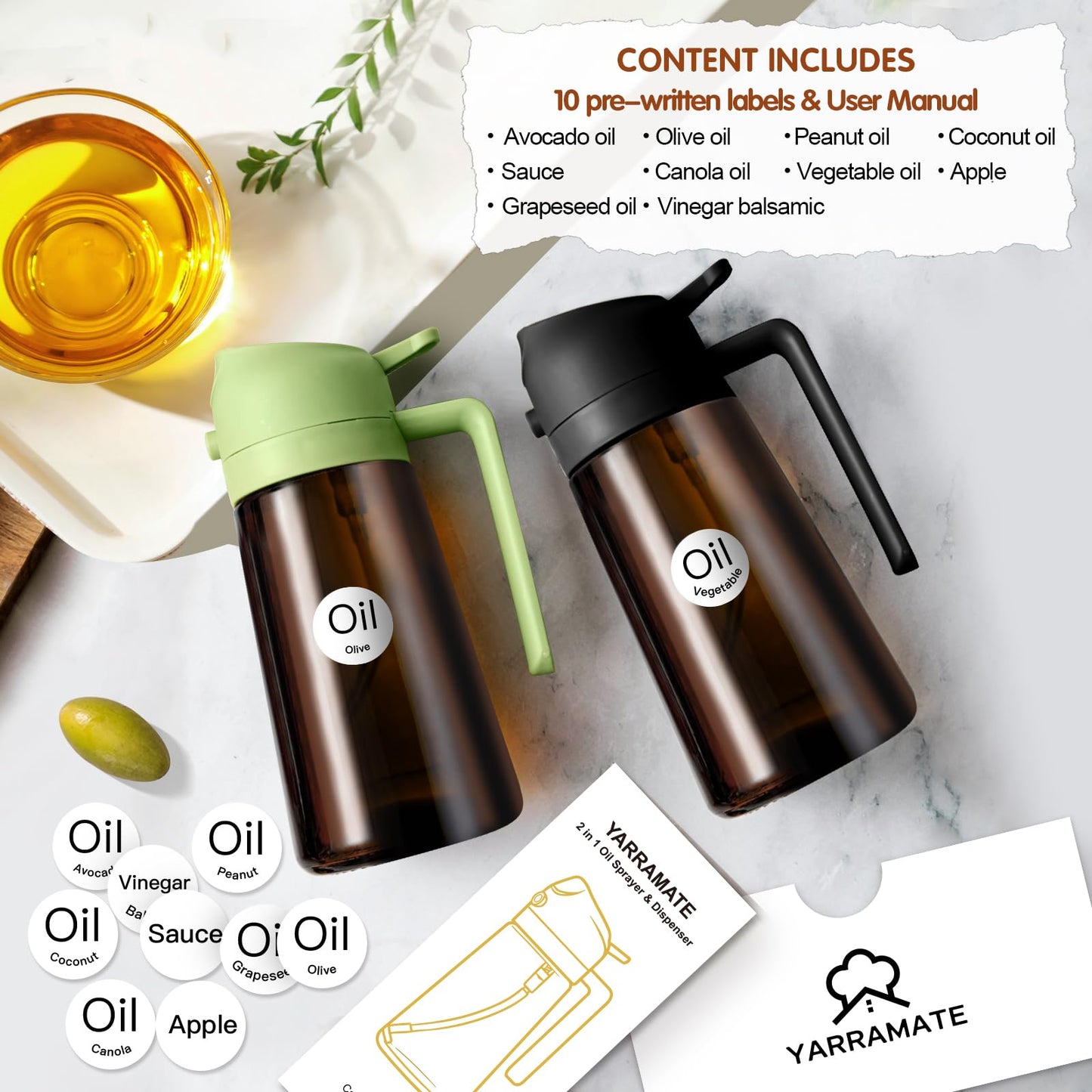 16oz Oil Sprayer Dispenser by YARRAMATE