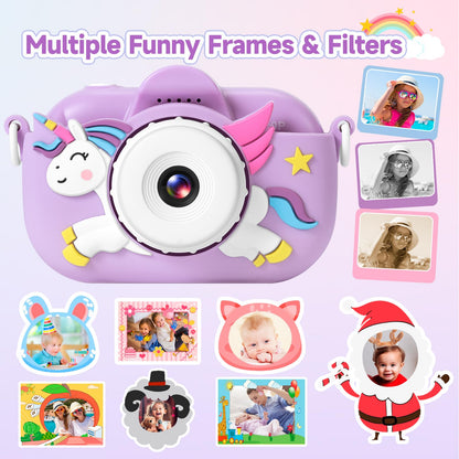 Kids Camera Toddler Toys for Girls Boys, YEEHAO 32MP Dual Lens Digital Camera for 3 4 5 6 7 8 9 Year Old Girl Christmas Birthday Gifts, 1080P Selfie Video Camera for Kids with 32GB SD Card