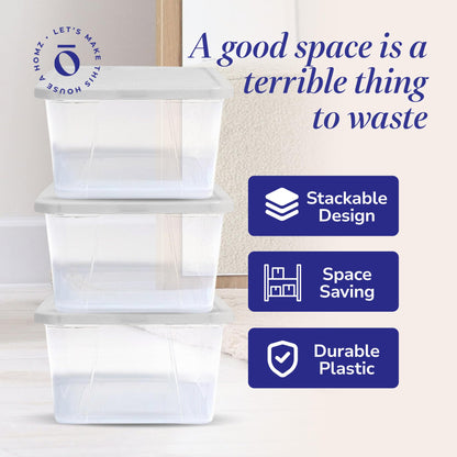 10-Pack HOMZ Clear Storage Bins with Lids