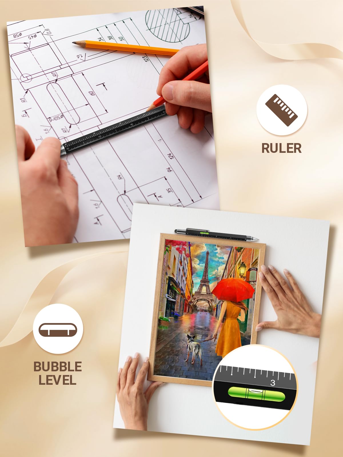 Multitool Pen Stocking Stuffer - Christmas Gift for Men, Dad, Husband, Teens - Unique Cool Gadget for Engineers, Woodworkers, Carpenters
