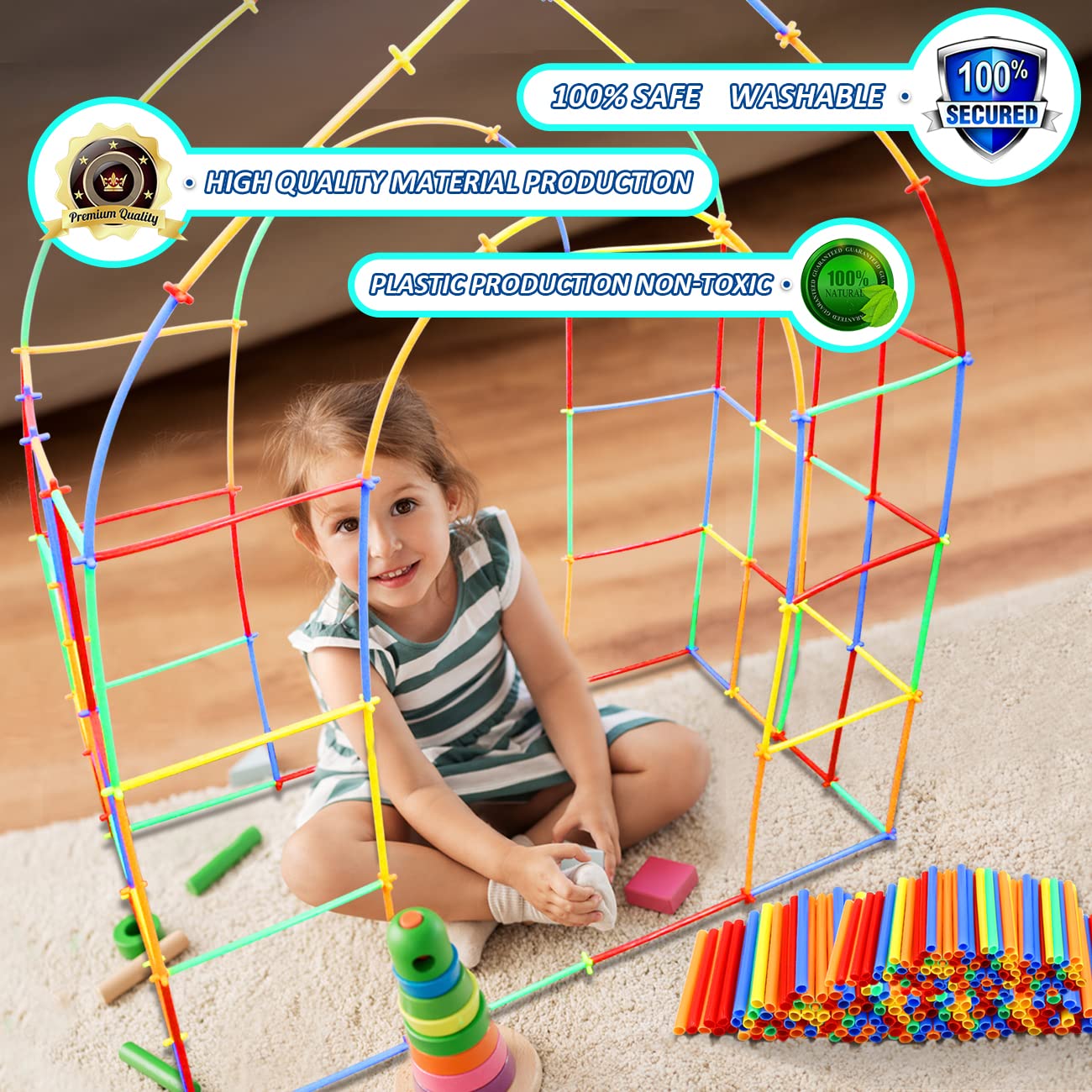 STEM Building Straw Constructor Toys 600 Pcs Kit