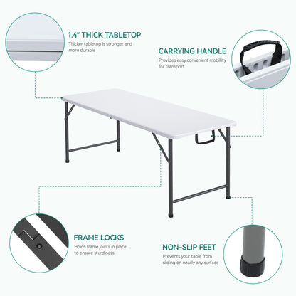 YITAHOME 6FT Folding Table for Outdoor Use
