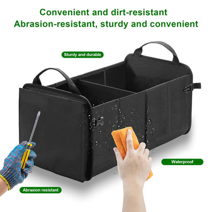 MORROLS Car Trunk Organizer,Car Storage Box Car Organizers and Storage Collapsible 2-Compartments Trunk Storage,Waterproof Car Storage Organizer Small