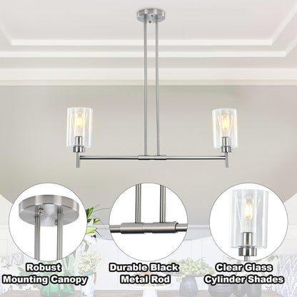 Modern 2-Light Chandelier for Kitchen Island