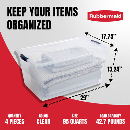 Rubbermaid 95 Quart Clear Storage Containers (4 Pack)