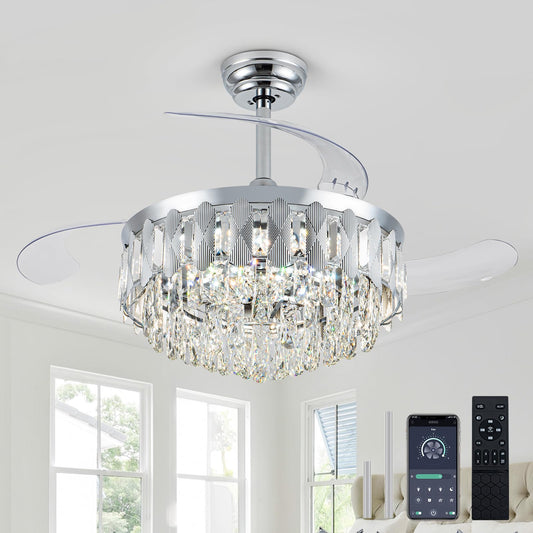 36in Retractable Ceiling Fan with Light