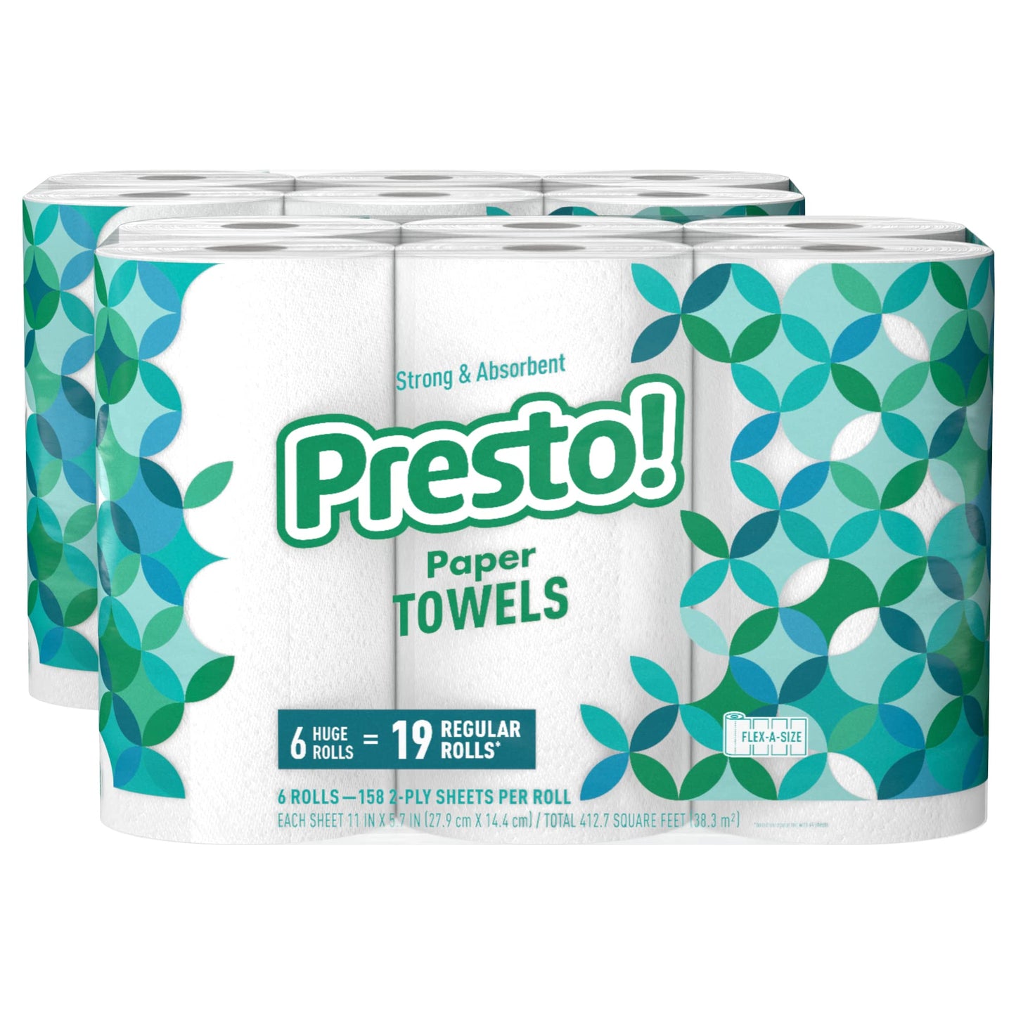 Presto! Flex-a-Size Paper Towels, 12 Huge Rolls = 38 Regular Rolls