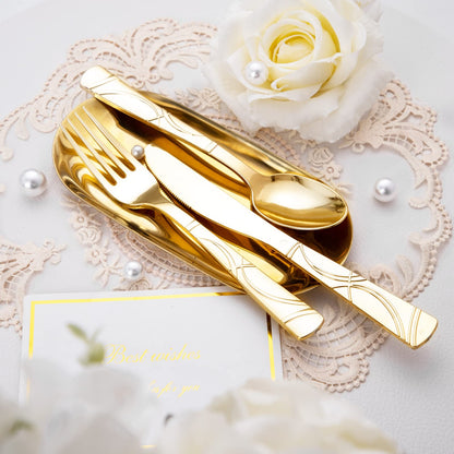 Gold Plastic Cutlery Set - 300 Disposable Utensils