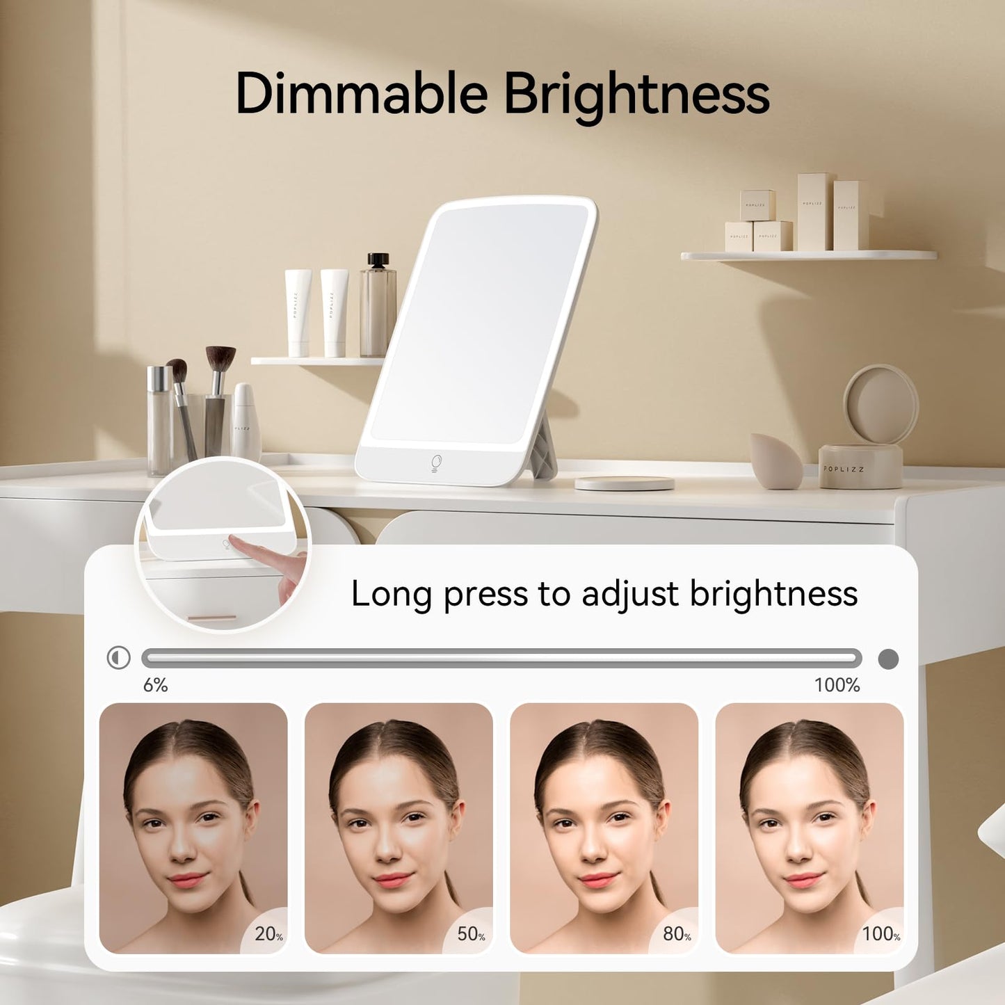 Portable 11" Makeup Mirror with LED Light