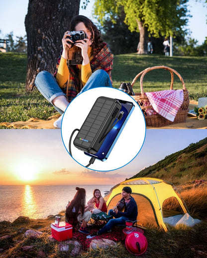 UPDATE: NOW $19.19❗ Portable Charger with Built in Cable Power Bank 30000mAh Fast Charging PD 20W Battery Pack 5 Output und 4 Input Backup Charger Travel for iPhone Android Samsung etc-Black