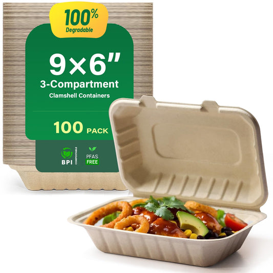 Compostable To Go Food Containers 50-Pack