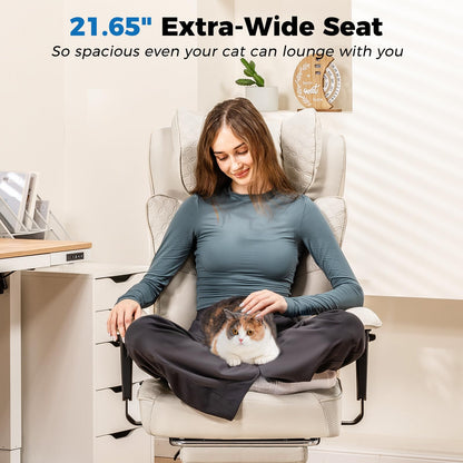 GTPLAYER Big and Tall Office Chair 400LBS Wide Ergonomic Gaming Chair with Deluxe Embossing Designed Leather with Foot Rest,150°Reclining Adjustable Soft Armrests Pocket Spring Back Support and Pillow