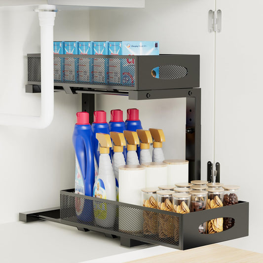 2-Tier Undersink Organizer with Pull-Out Drawers