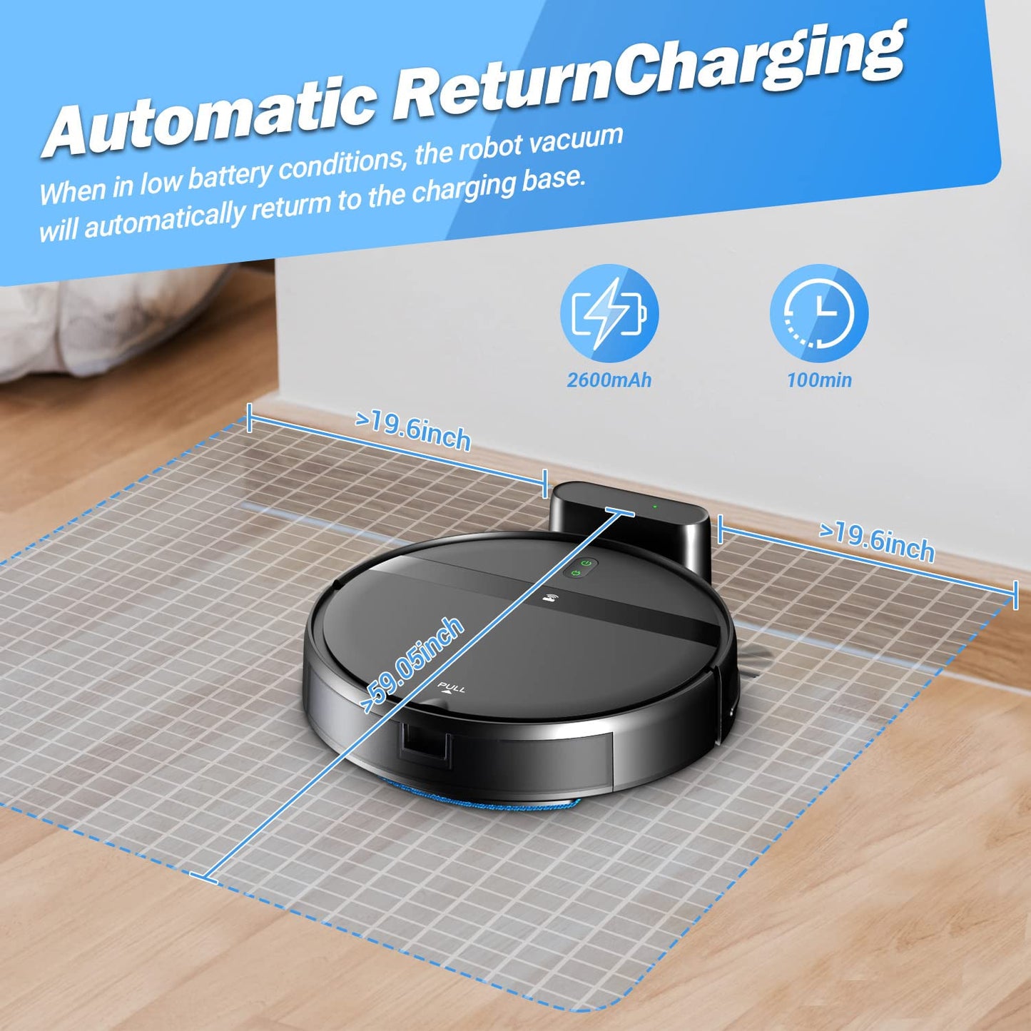 MANVINS Robot Vacuum and Mop Combo, App/Voice Control, Robot Vacuum Cleaner 2 in 1, Automatic Recharge, Slim, Quiet, Tangle-Free, Daily Schedule,Cleans Hard Floor/Pet Hair/Carpet