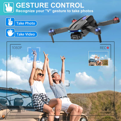 X-shop Drone with Camera 1080P HD for Kids Adults, Foldable FPV Mini Drone with 2 Batteries, One Key Take Off/Land, Altitude Hold, Headless Mode, Gravity Control, Gestures Selfie, 360°Flip, 3 Speed Mode, Waypoint Fly