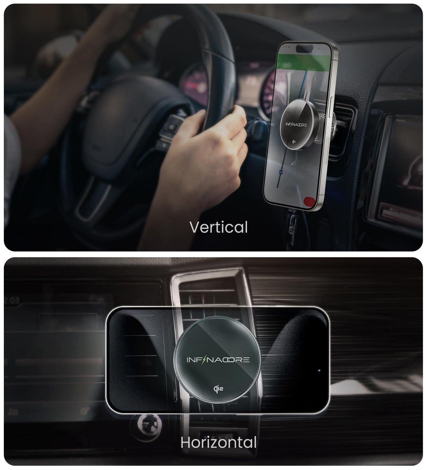 15W MagSafe Wireless Car Charger by InfinaCore