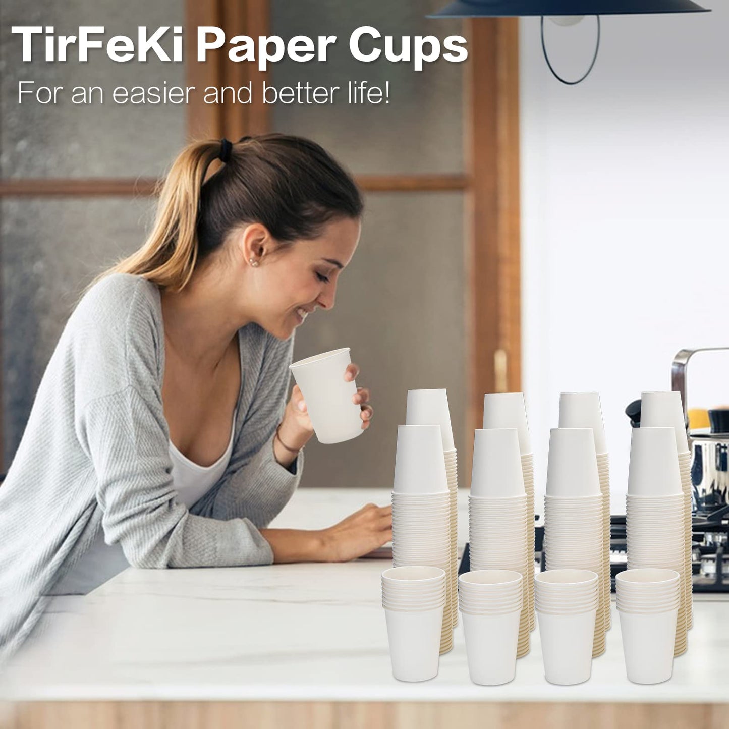 TirFeKi Disposable Paper Cups, 300 Pack 12oz Paper Cups, Coffee Cups, Hot and Cold Beverage Drinking Cups for Juice, Tea, Coffee, Suitable for Home, School, Office, Events, Party, and Cafes