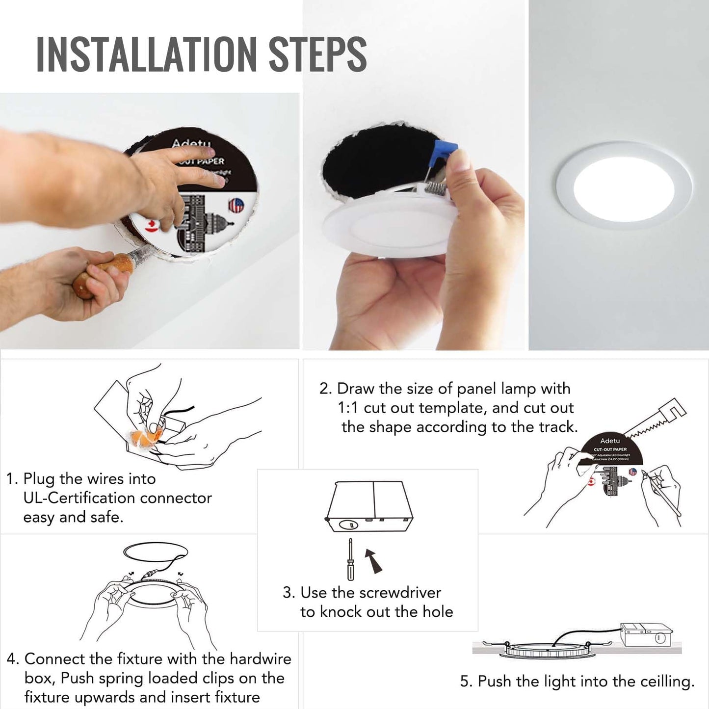 Adetu 12 Pack Dimmable LED Recessed Lights